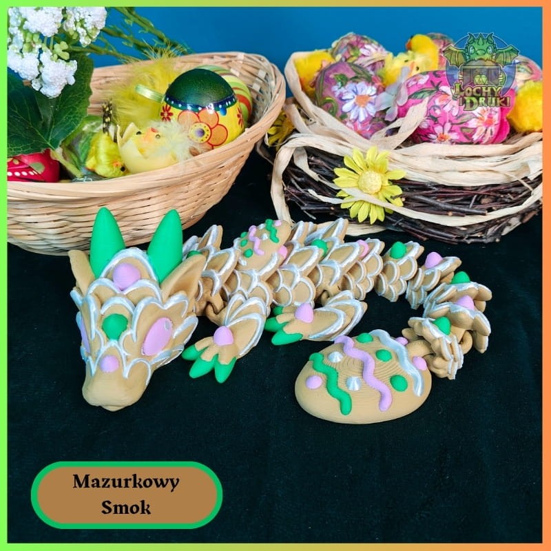 Figurka Mazurkowy Smok – Imponujący Strażnik Wielkanocy | Ruchoma Magia 3D