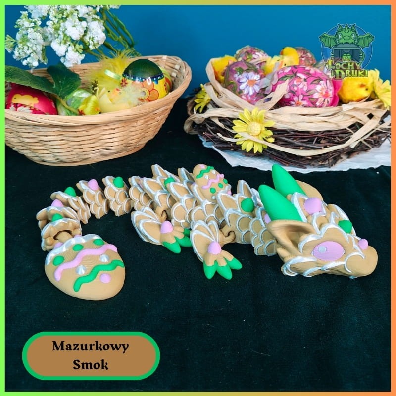 Figurka Mazurkowy Smok – Imponujący Strażnik Wielkanocy | Ruchoma Magia 3D - obrazek 2