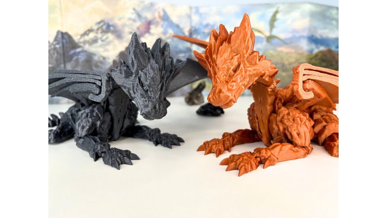 Kamienny Smok Przegubowy (różne kolory, ze skrzydłami, 29.5cm)