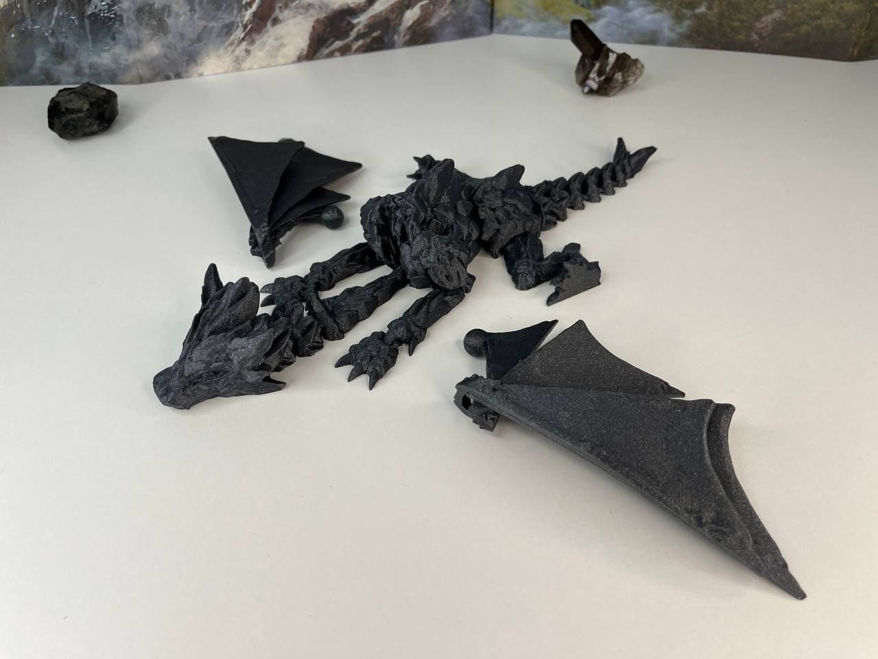 Kamienny Smok Przegubowy (różne kolory, ze skrzydłami, 29.5cm) - obrazek 6