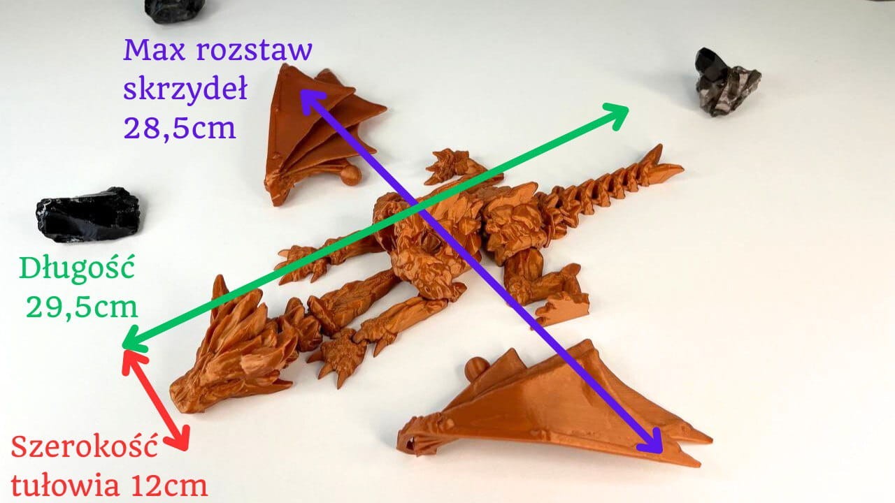 Kamienny Smok Przegubowy (różne kolory, ze skrzydłami, 29.5cm) - obrazek 2