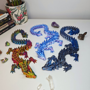 Przegubowe smoki kryształowe XL , 70cm (RÓŻNE KOLORY)