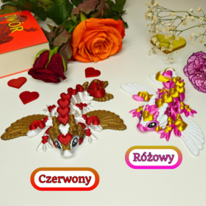 Przegubowy Smok Serduszkowy (M, figurka, różne kolory)