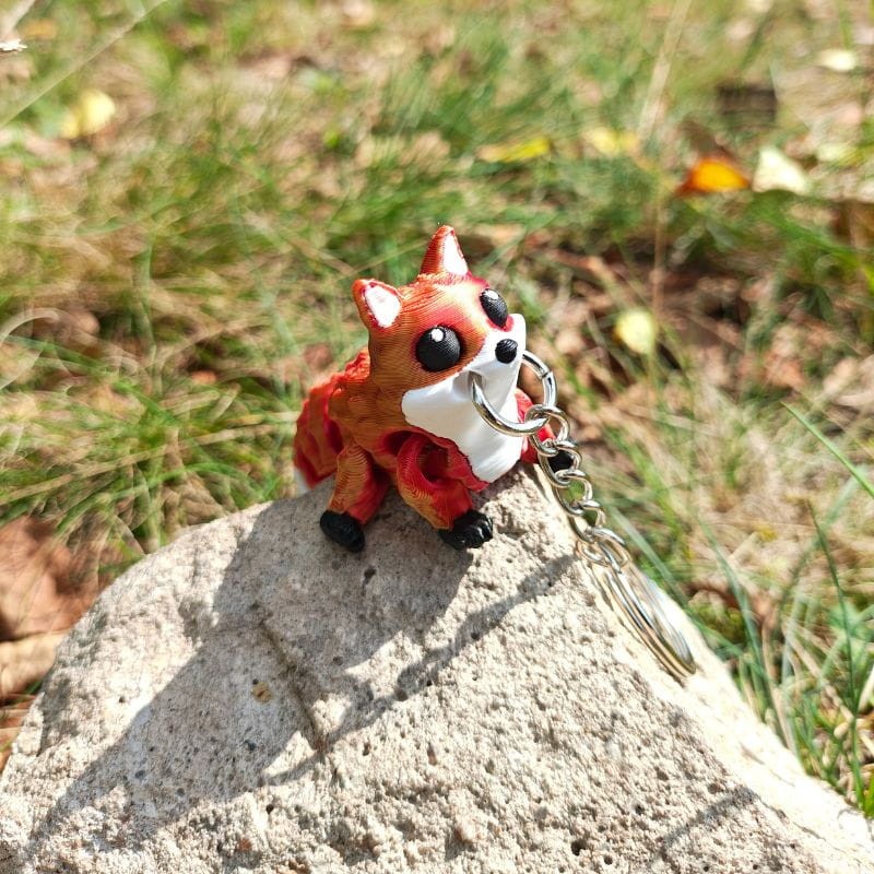 Brelok Lis Wędrowiec – Ruchoma Figurka 3D z Ogonem i Łapkami (S, ok. 6cm) - obrazek 3