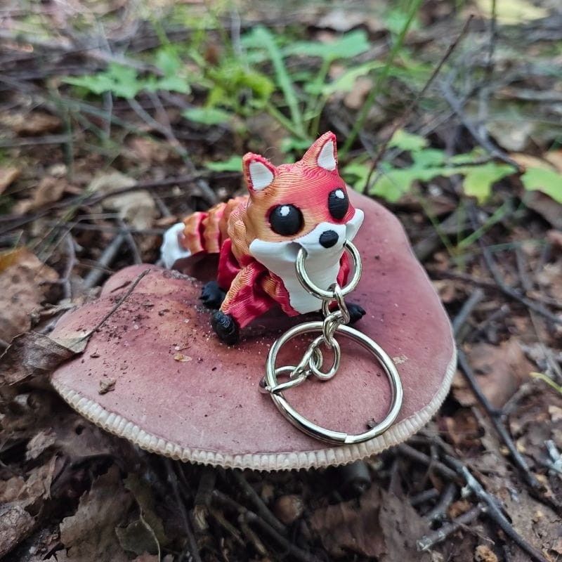 Brelok Lis Wędrowiec – Ruchoma Figurka 3D z Ogonem i Łapkami (S, ok. 6cm)