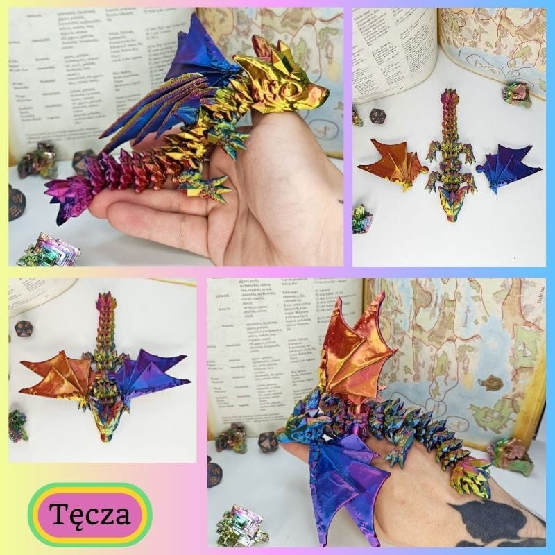 Mały Smok Kryształowy 3D – elastyczna figurka fidget (12+ kolorów)