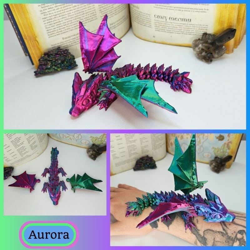 Mały Smok Kryształowy 3D – elastyczna figurka fidget (12+ kolorów) - obrazek 2