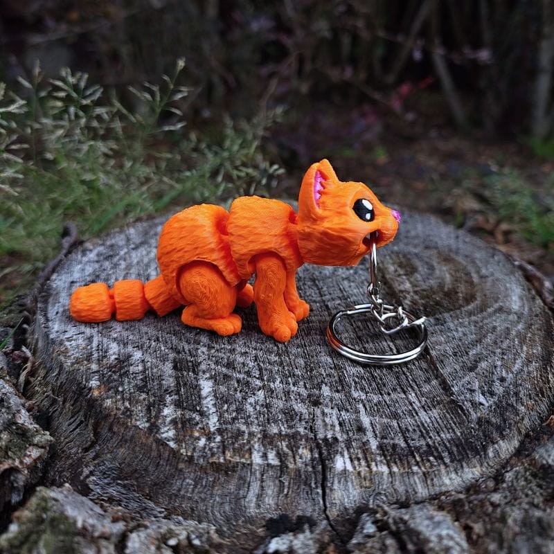 Ruchomy Brelok Rudy Kot 3D – Twój Gibki Towarzysz - obrazek 3