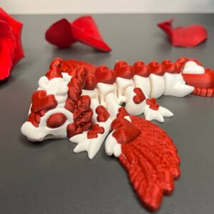 Mały smok sercowy (biało-czerwony S, 13,5cm)