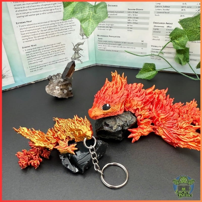 Zestaw: Smoczy Feniks (Figurka 17 cm + Brelok 9 cm) – Ognisty Duet
