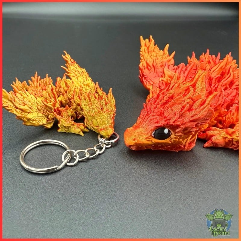 Zestaw: Smoczy Feniks (Figurka 17 cm + Brelok 9 cm) – Ognisty Duet - obrazek 2