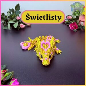 Smok Świetlisty – ruchoma figurka 3D (złoto i tóż)