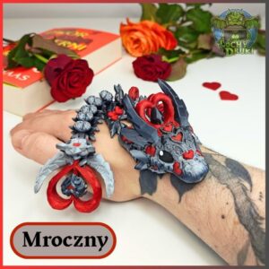 Smok Mroczny – ruchoma figurka 3D (grafit i czerwień)
